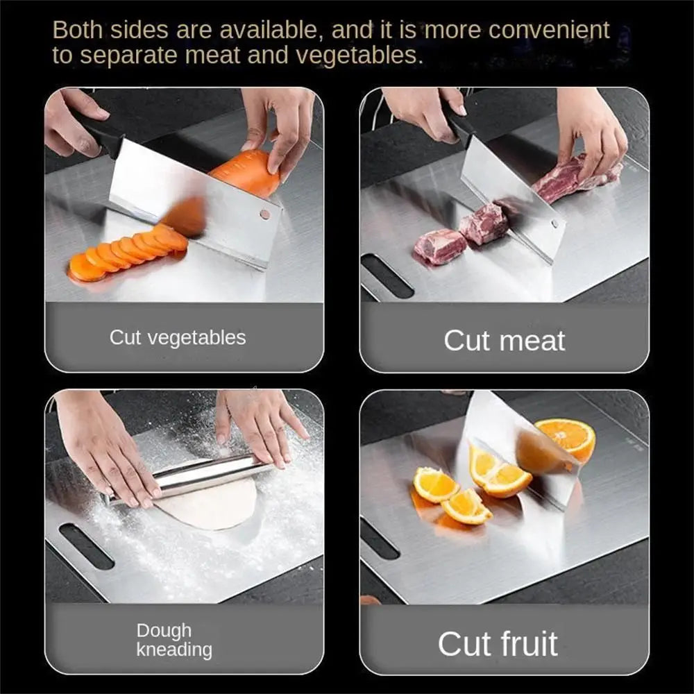 Tagliere in acciaio inossidabile AISI 316 da cucina, utilizzabile su entrambi i lati, ideale per impastare, tagliere verdura, frutta, carne e pesce.